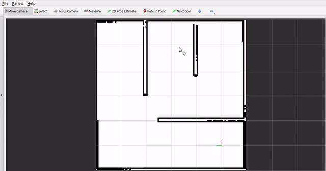 Click de "2D Pose Estimate" sobre el mapa en RViz, dando la pose inicial del robot antes de que arranquen a activarse los costmaps